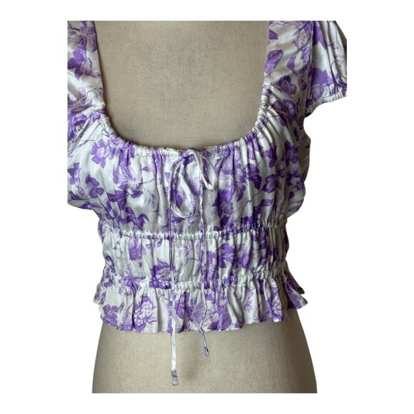 Majorelle Shirt Women Small Purple Riviera Floral Pegasus Top NWT Boho Cottage - Picture 6 of 13
